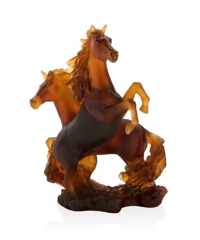 daum-univers-animalier-cavalcade-sculpture-deux-chevaux-cristal image 1