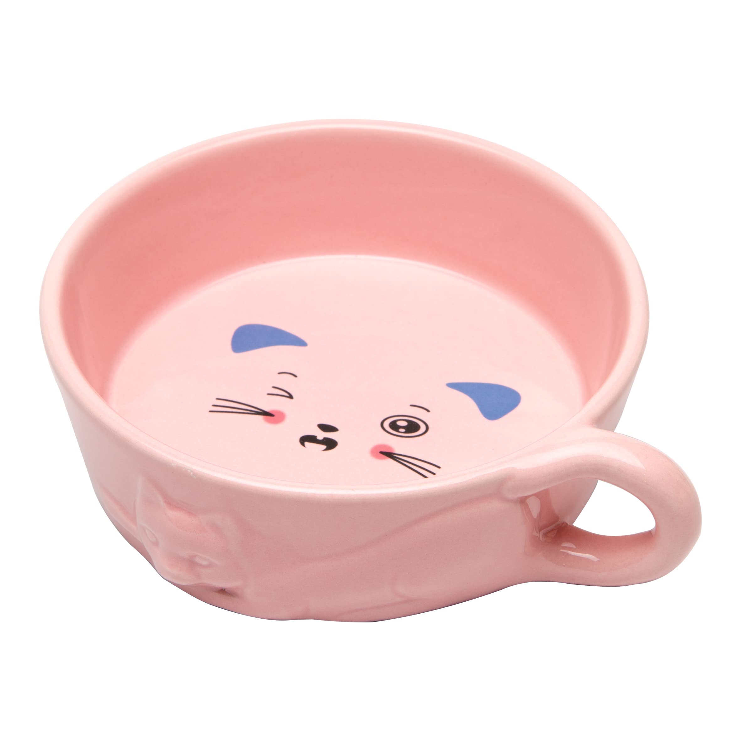 baroni-home-pet-bol-c-ramique-chat-rose-16x14x5-cm-acier image 1