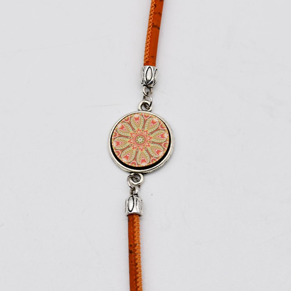 luisa-paix-o-bijoux-azulejo-bracelet-coton-orange-m-daillon-2-cm image 2