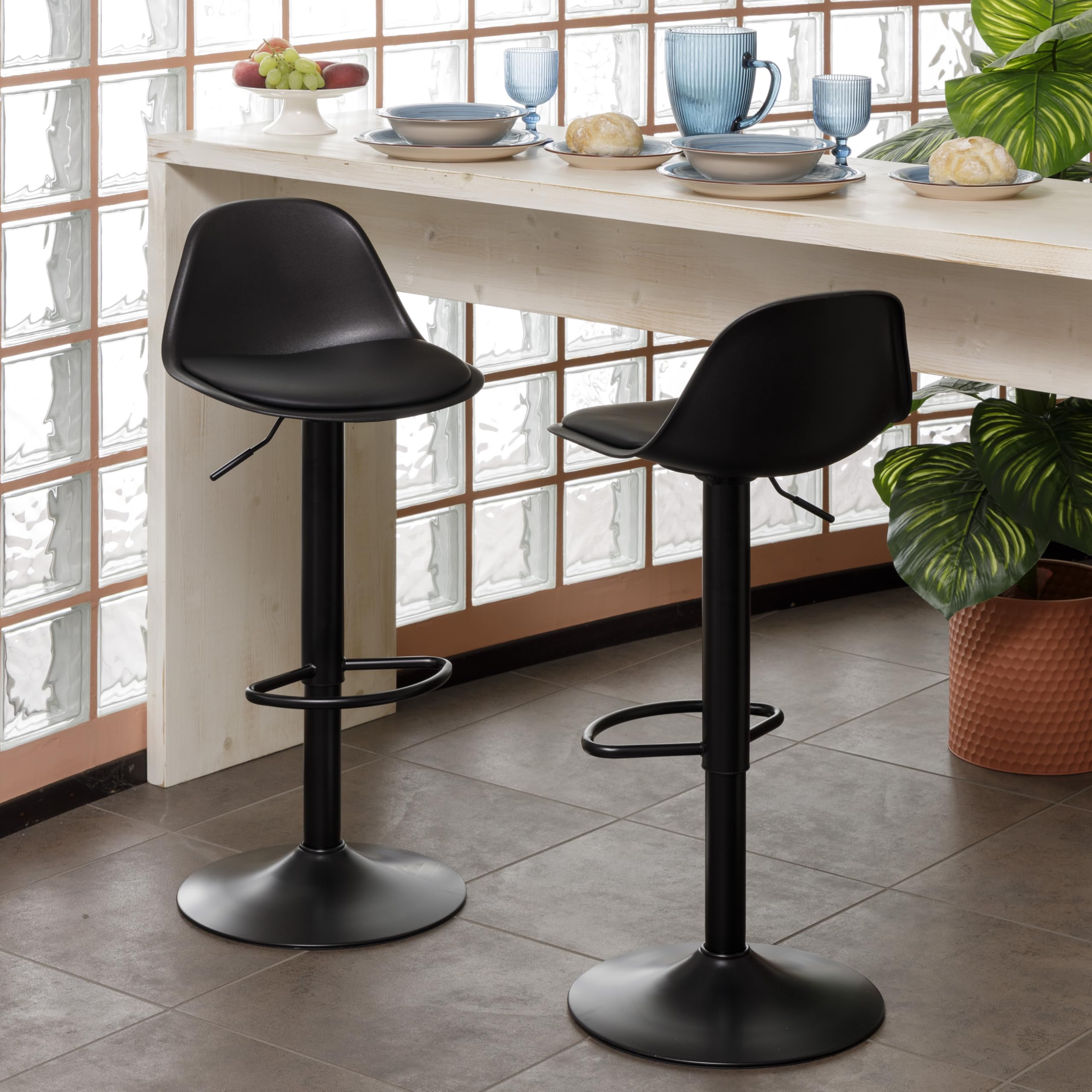 baroni-home-sedie-tabouret-de-bar-noir-r-glable-82-104-cm-1-pi-ce image 2