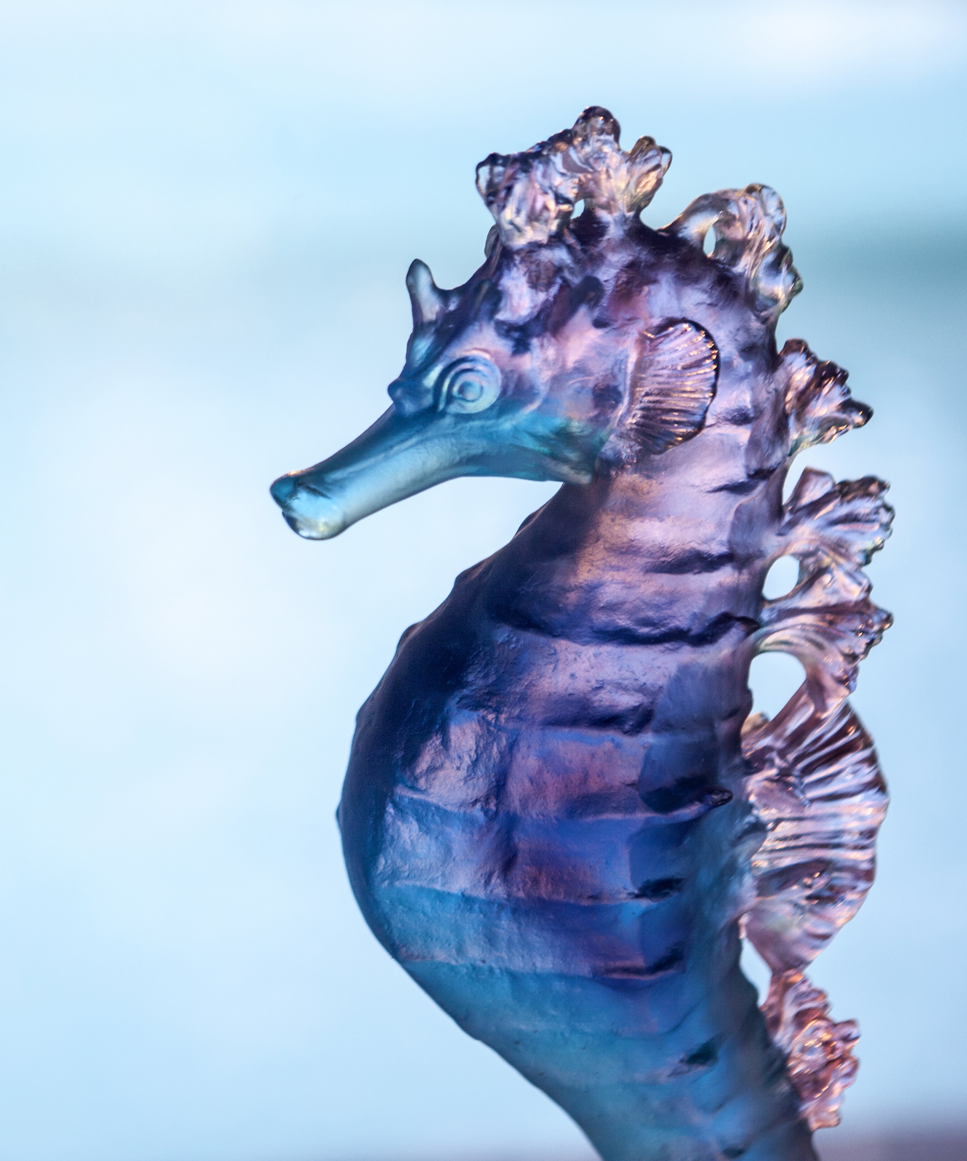 daum-univers-animalier-mer-de-corail-hippocampe-sculpture-bleu-rose image 2
