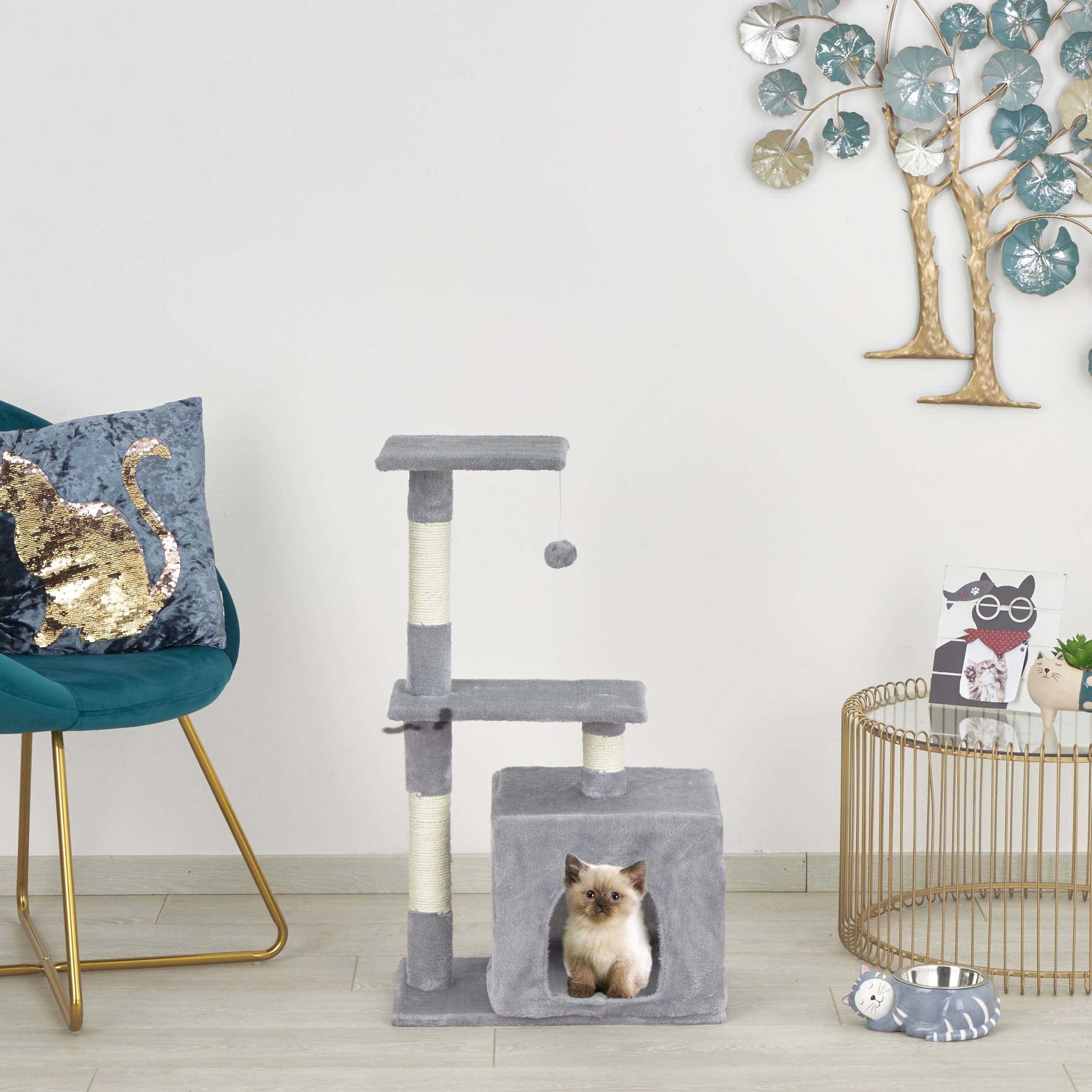 baroni-home-arbre-chat-gris-45x30x78-cm image 5