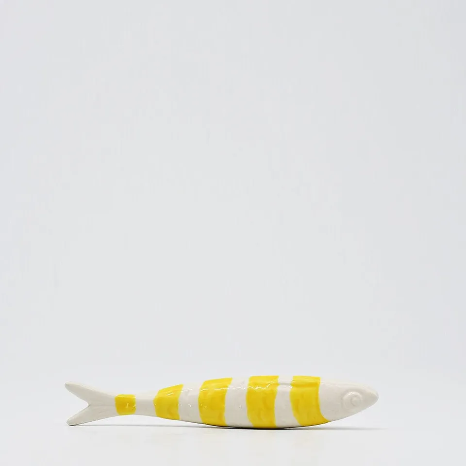 luisa-paix-o-sardine-ray-e-caldas-da-rainha-c-ramique-blanc-jaune-19cm image 1