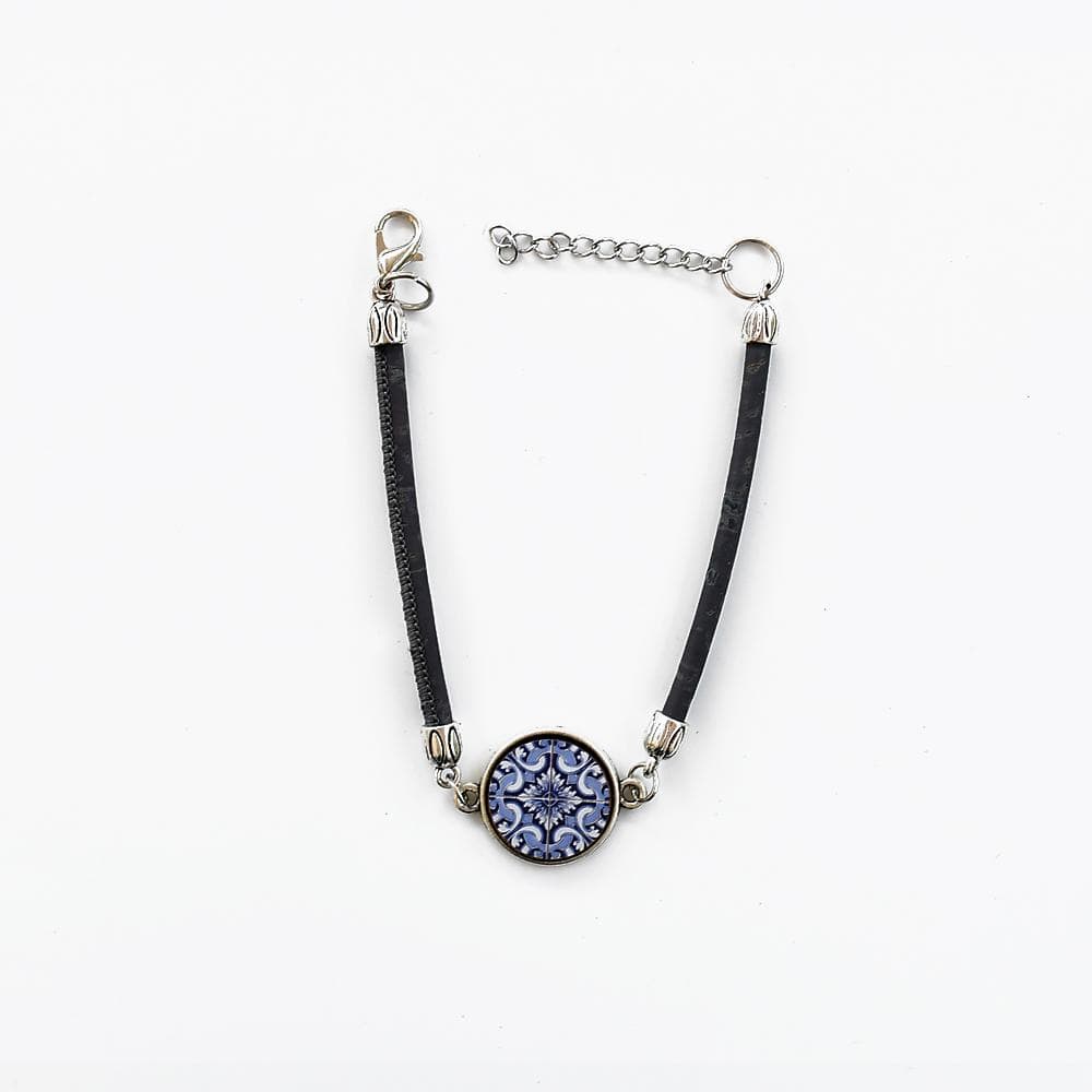 luisa-paix-o-bijoux-du-portugal-bracelet-coton-azulejo-noir-2-cm image 1