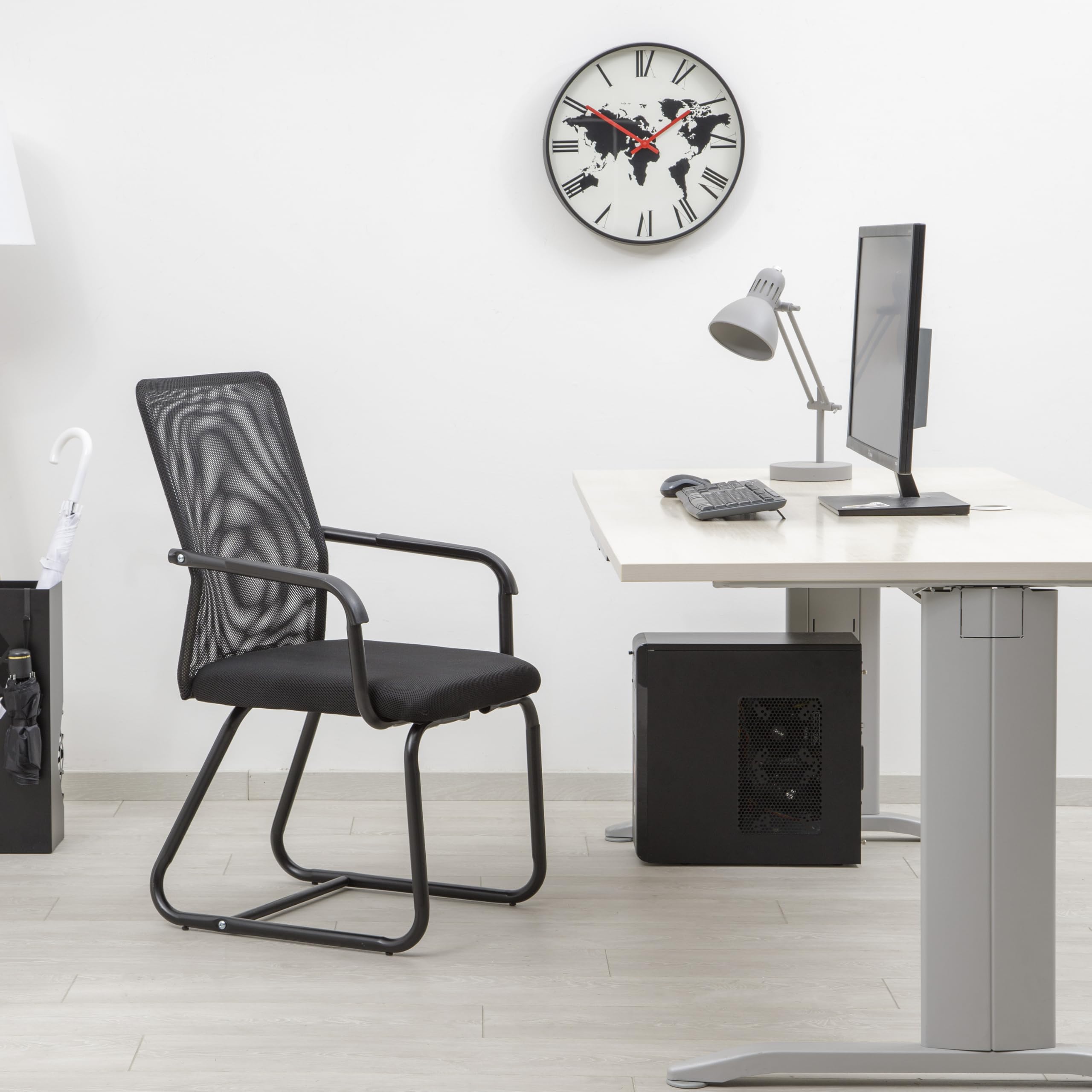 baroni-home-sedie-chaise-bureau-noire-accoudoirs-toile-respirante image 2