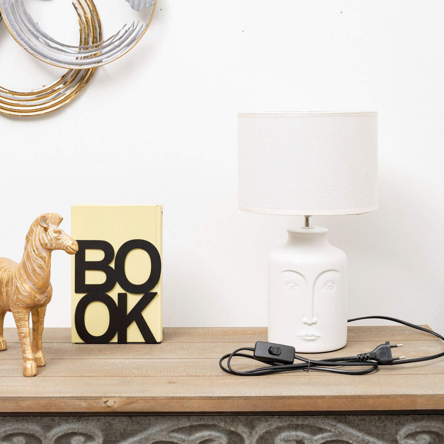 baroni-home-visage-blanc-lampe-chevet-c-ramique-23x39-cm image 2