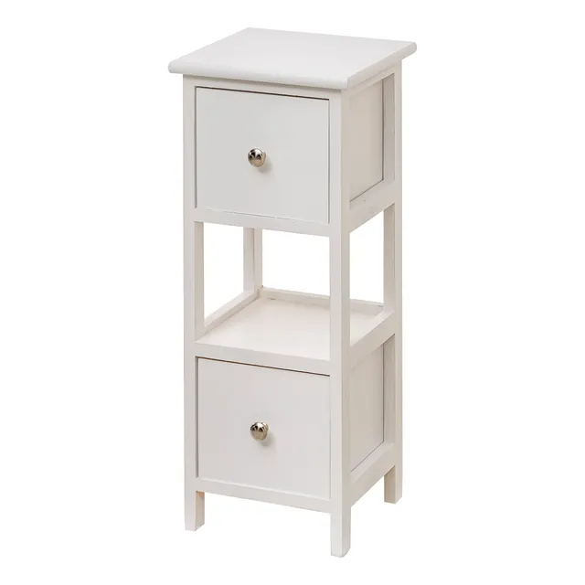 baroni-home-table-de-chevet-blanche-2-tiroirs-25x25x61-cm image 1