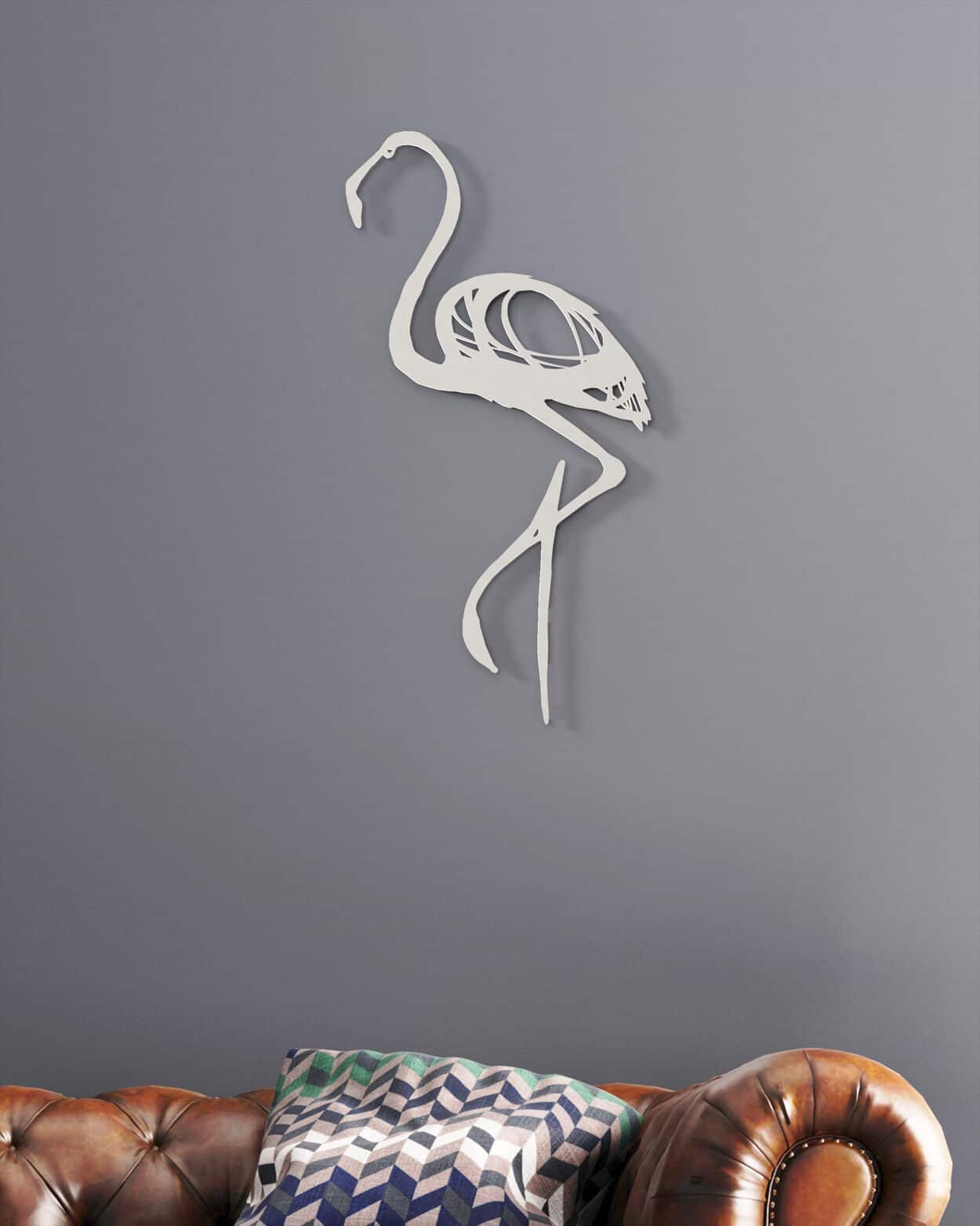 je-suis-art-animaux-flamant-rose-one-line-tableau-m-tal-blanc-et-noir image 2