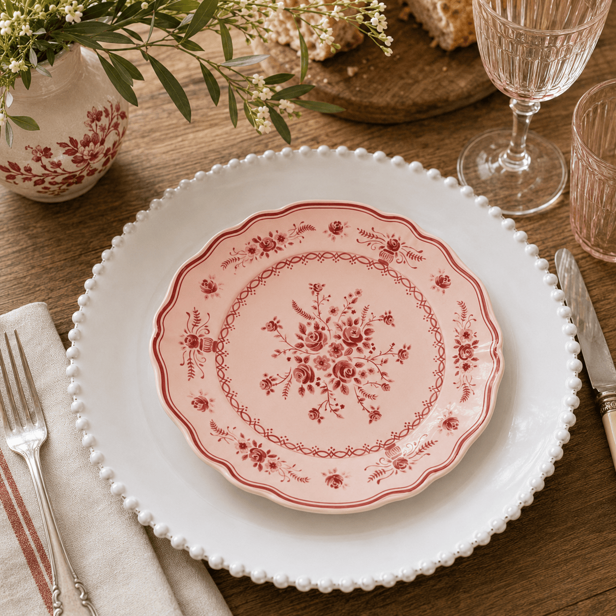 luisa-paix-o-pearl-vila-duo-assiettes-blanc-rose-21-cm image 2