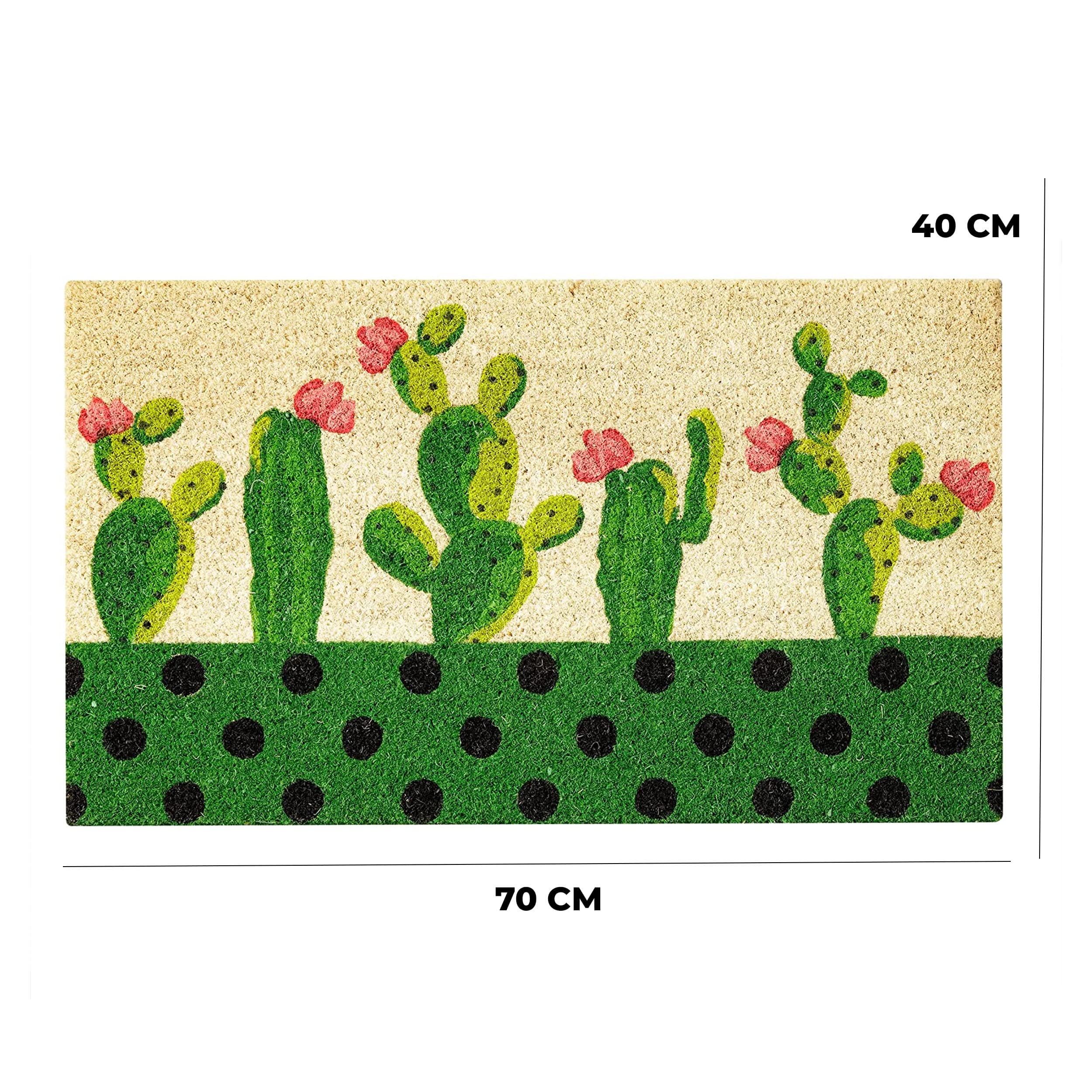 baroni-home-tapis-paillasson-coco-cactus-vert-pois-70x40 image 2