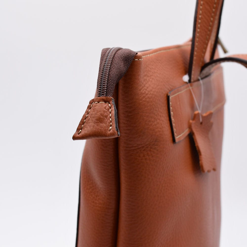 luisa-paix-o-sac-dos-cuir-marron-clair-25x33cm-coton image 5