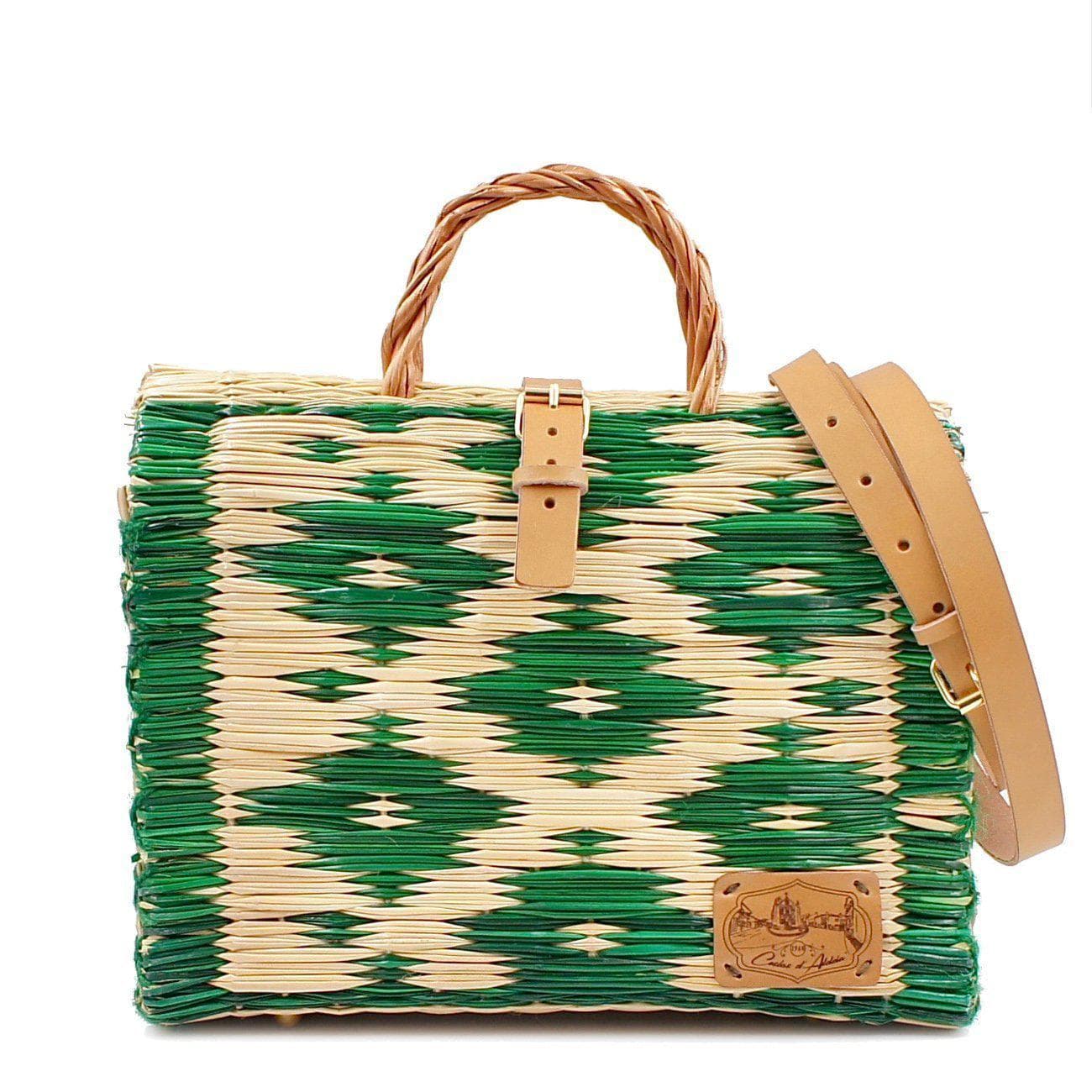 luisa-paix-o-sac-cabas-jonc-vert-naturel-30cm-cuir image 4