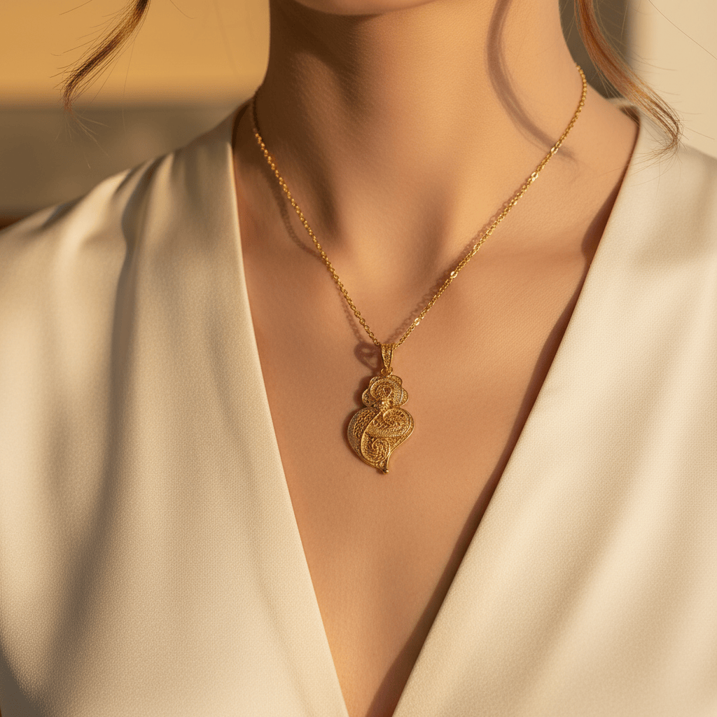 luisa-paix-o-cora-o-de-viana-pendentif-argent-dor-3-5-cm image 3