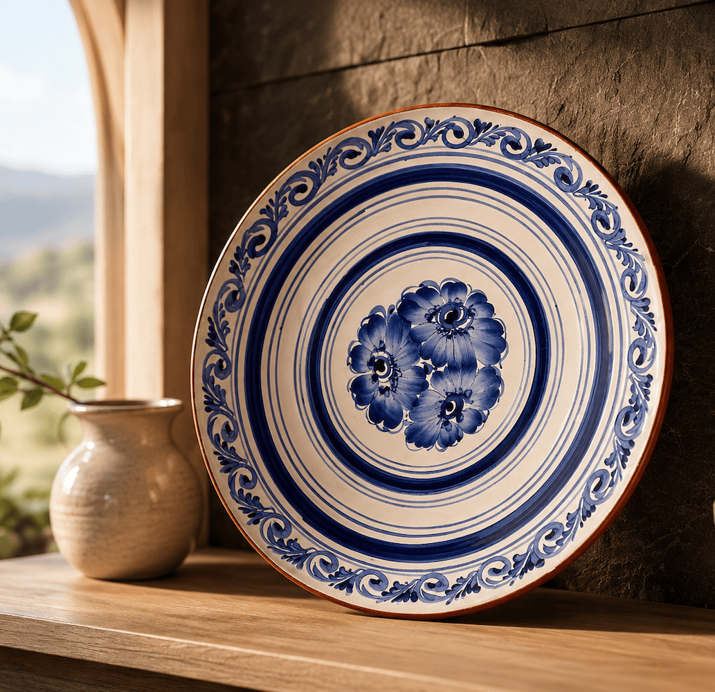 luisa-paix-o-assiette-terre-cuite-28cm-bleue-artisanale image 2