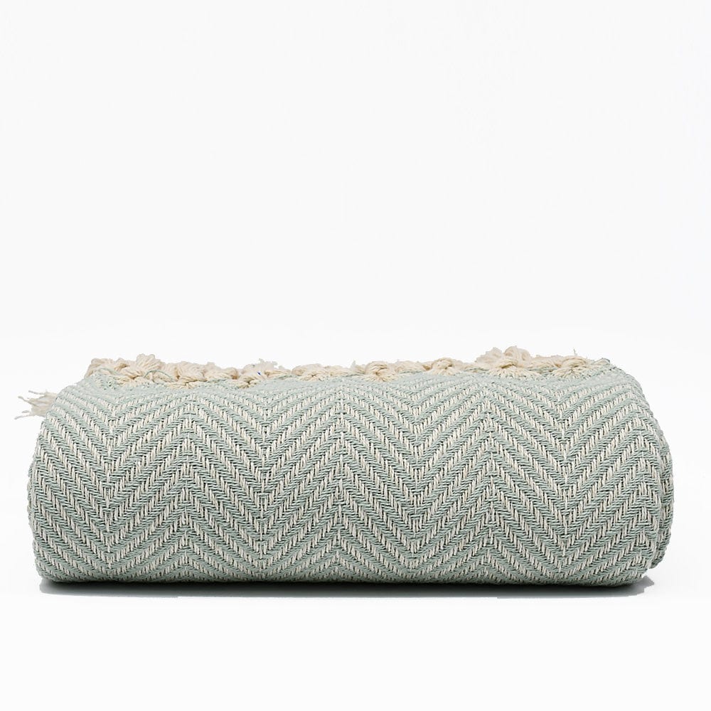 luisa-paix-o-plaid-chevrons-coton-200x135-cm-vert-d-eau image 1