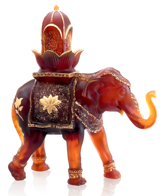daum-univers-animalier-l-phant-shalmara-ambre-25-ex-feuille-d-or image 1