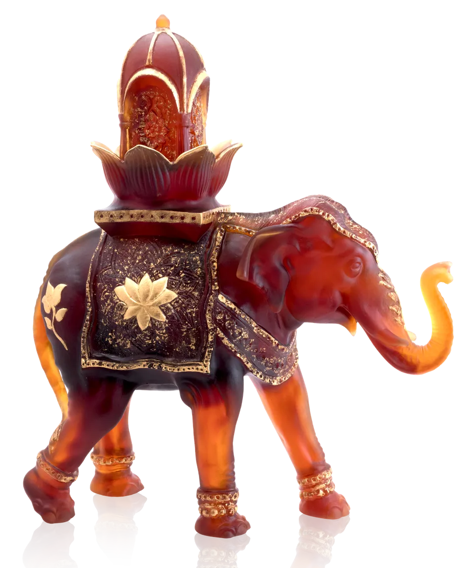daum-univers-animalier-l-phant-shalmara-ambre-25-ex-feuille-d-or image 1