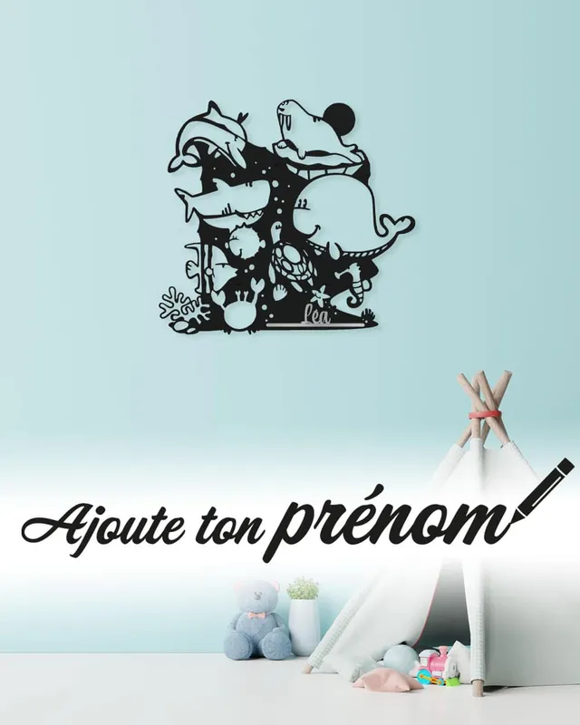 je-suis-art-mer-tableau-chambre-enfant-m-tal-animaux-marins image 1