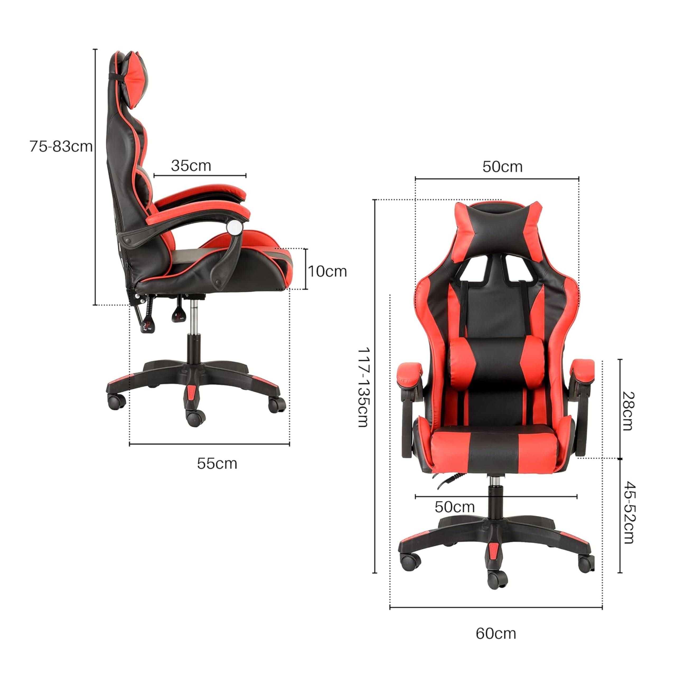 baroni-home-sedie-chaise-gaming-rouge-massage-lombaire-simili-cuir image 3