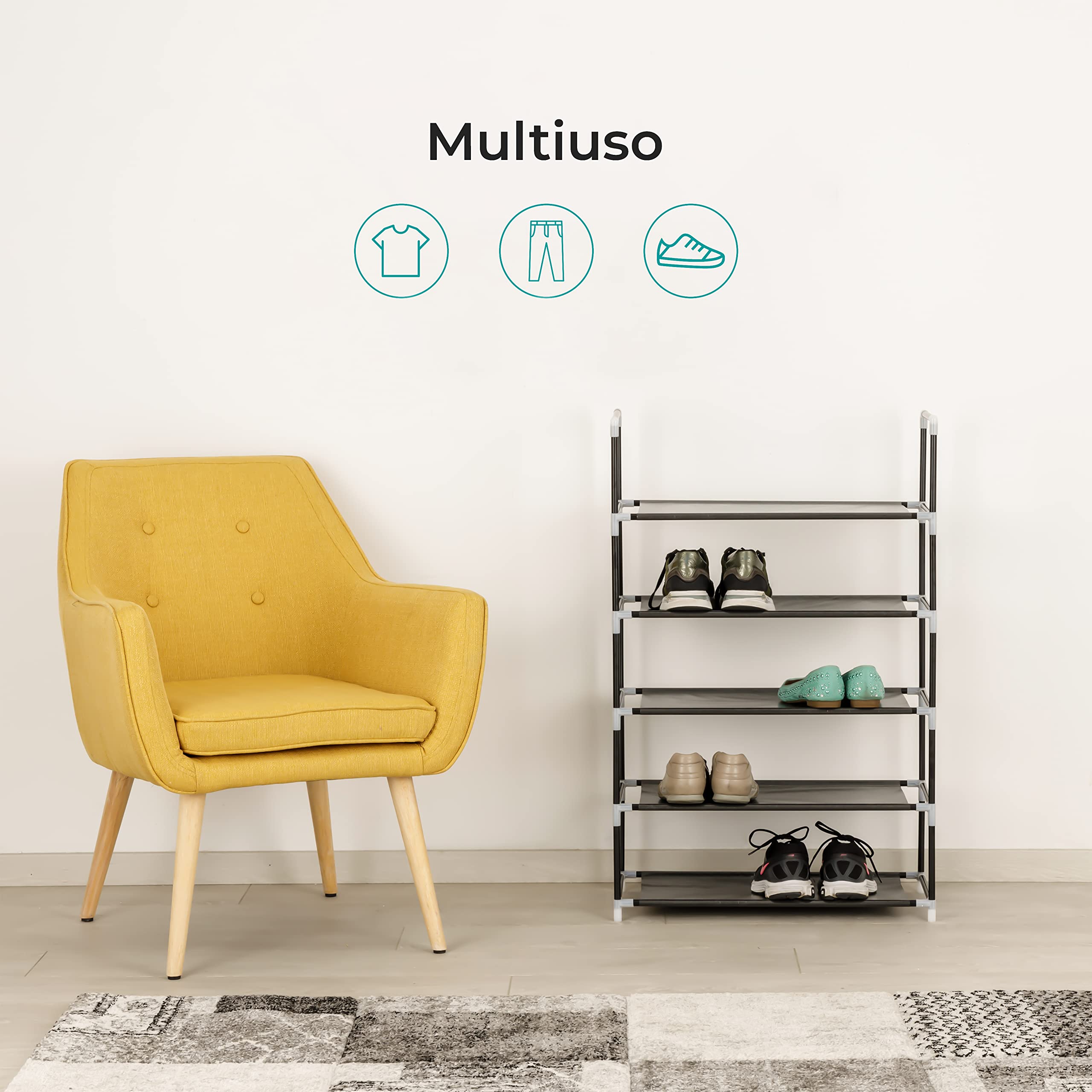 baroni-home-organizzazione-meuble-chaussures-5-tag-res-tissu image 4