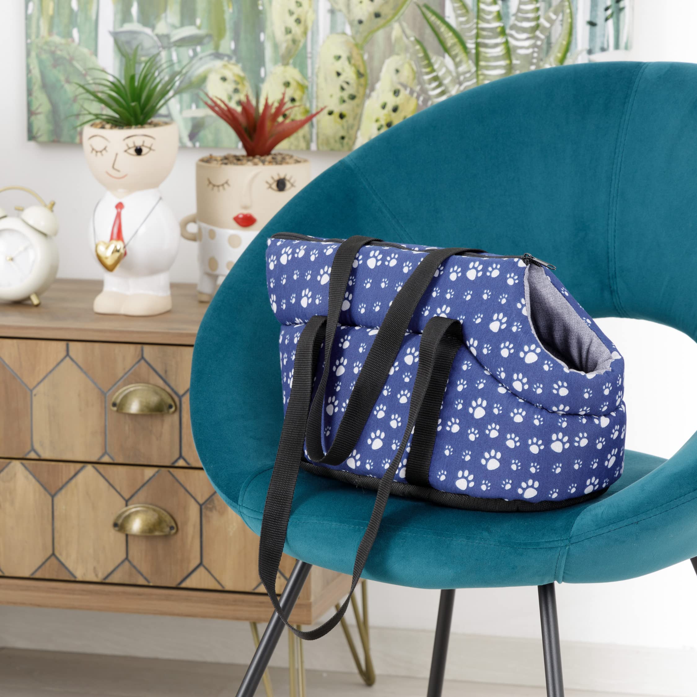 baroni-home-sac-transport-chien-gris-pattes-40-cm image 2