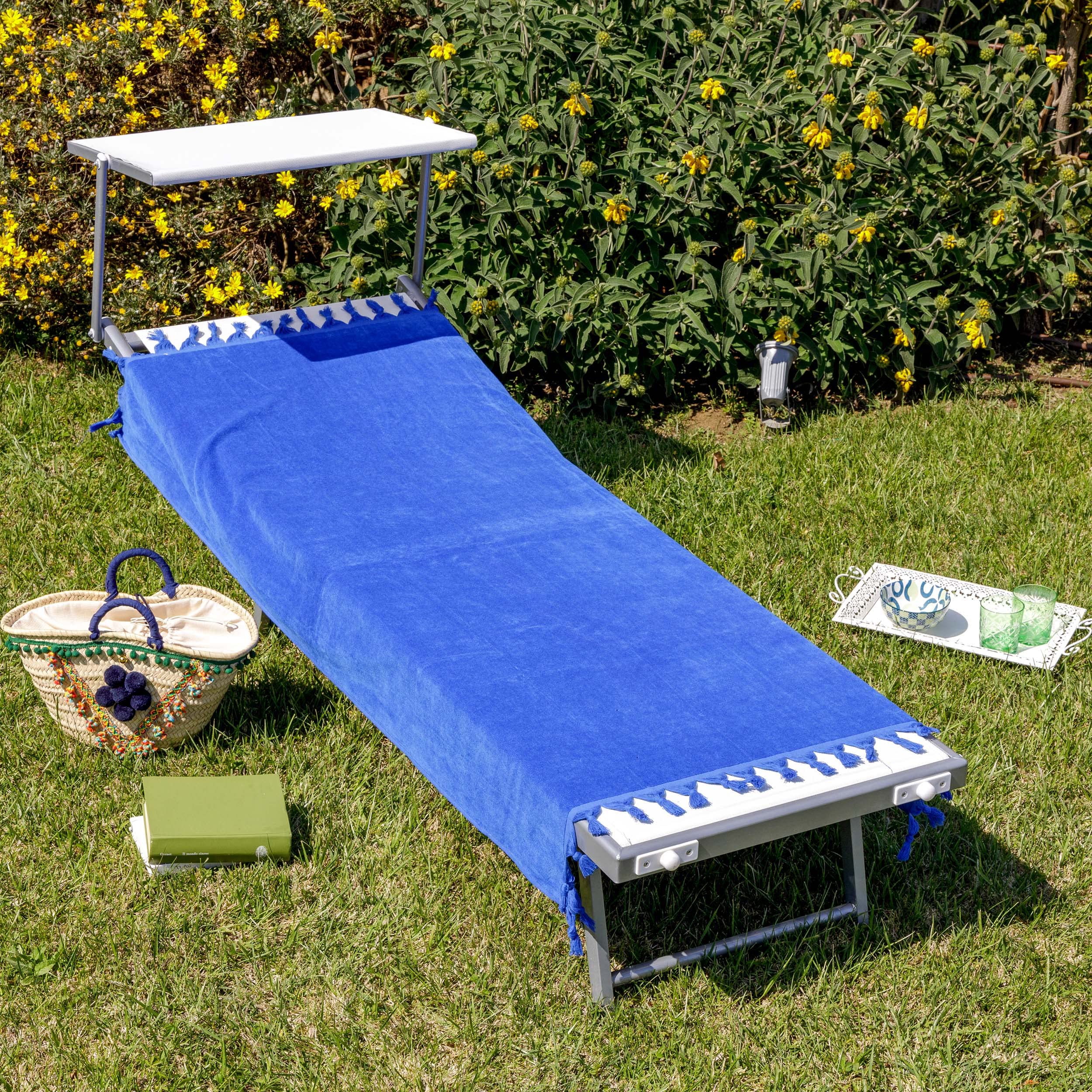 baroni-home-outdoor-serviette-plage-coton-bleu-royal-90x160-cm image 5