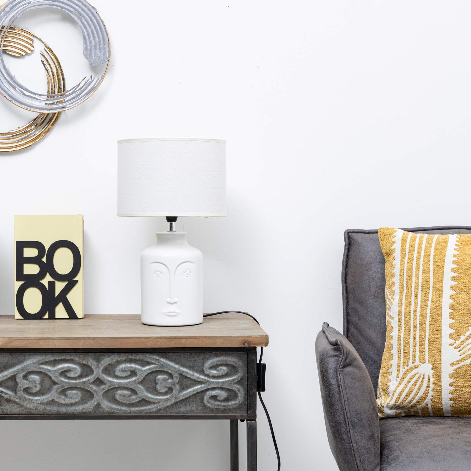 baroni-home-visage-blanc-lampe-chevet-c-ramique-23x39-cm image 3