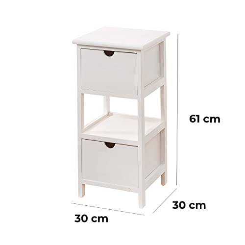 baroni-home-table-de-chevet-blanche-2-tiroirs-30x30x61-cm image 8