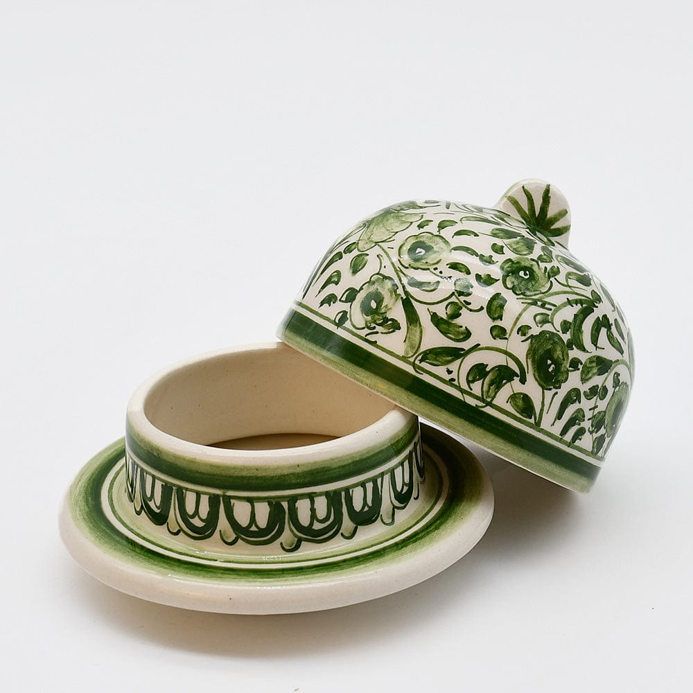 luisa-paix-o-vaisselle-portugaise-beurrier-coimbra-vert-9cm-peint-main image 4