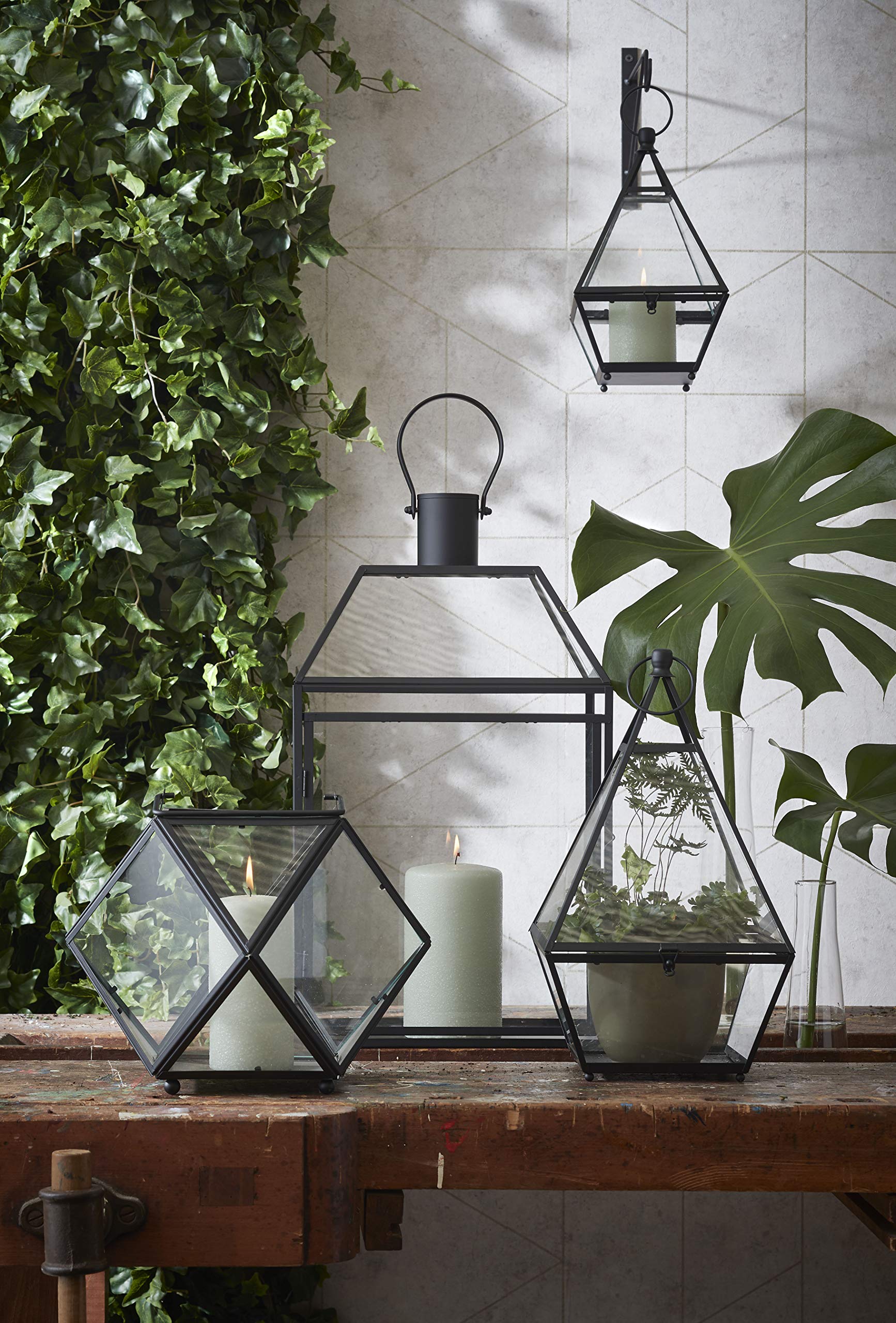 mica-decorations-brienon-lanterne-noire-verre-m-tal-bougie image 4