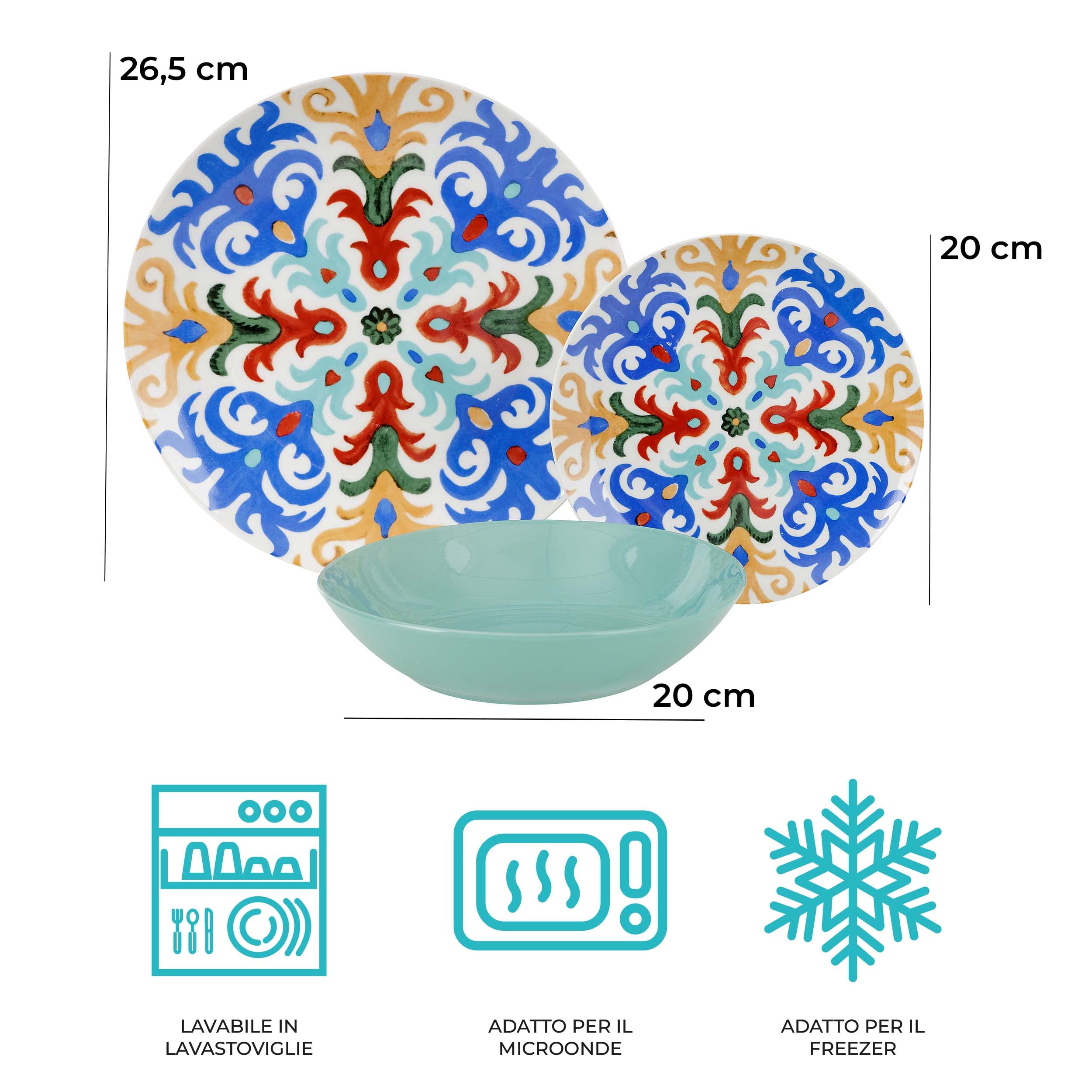 baroni-home-cucina-service-18-assiettes-porcelaine-sorrento-6-pers image 2