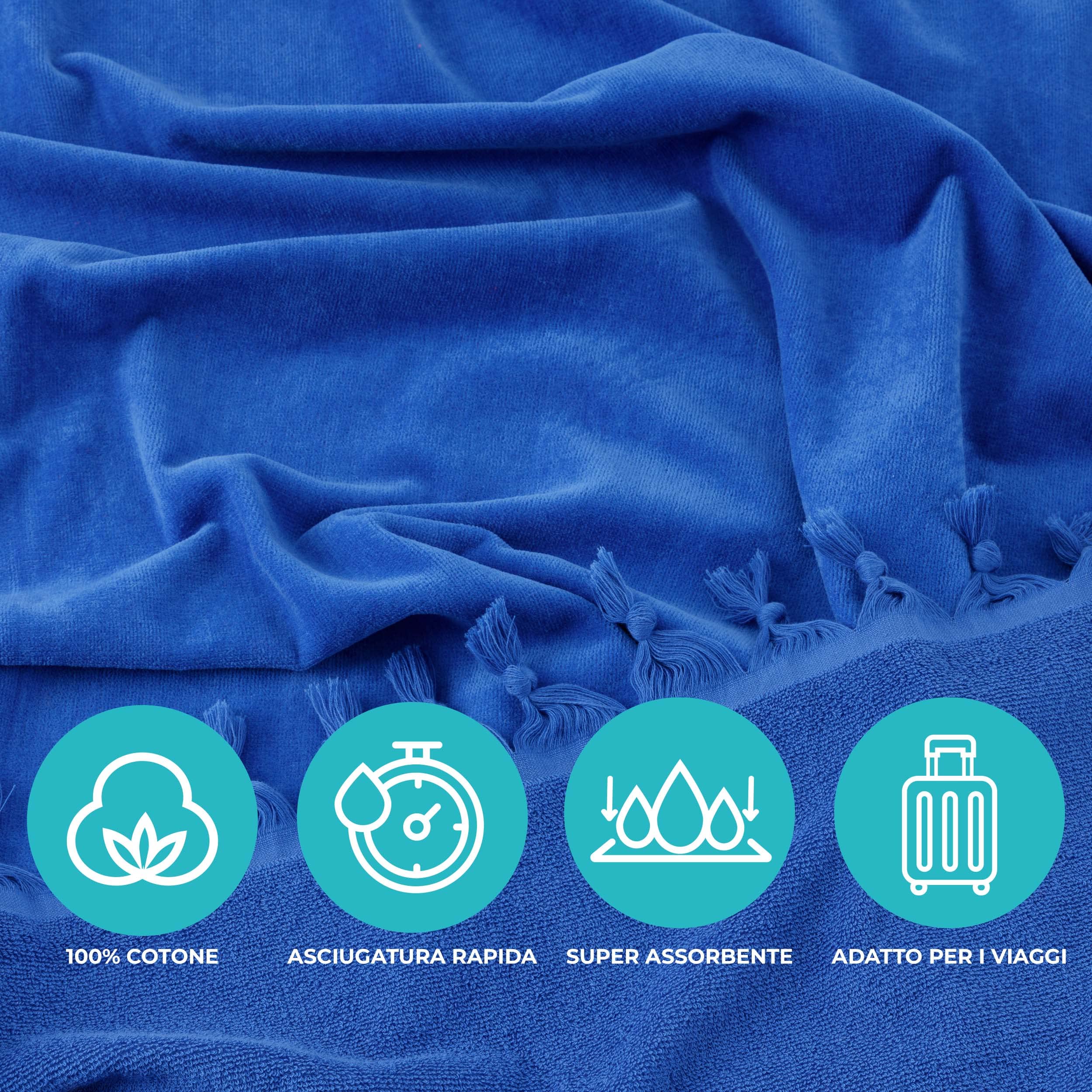 baroni-home-outdoor-serviette-plage-coton-bleu-royal-90x160-cm image 3