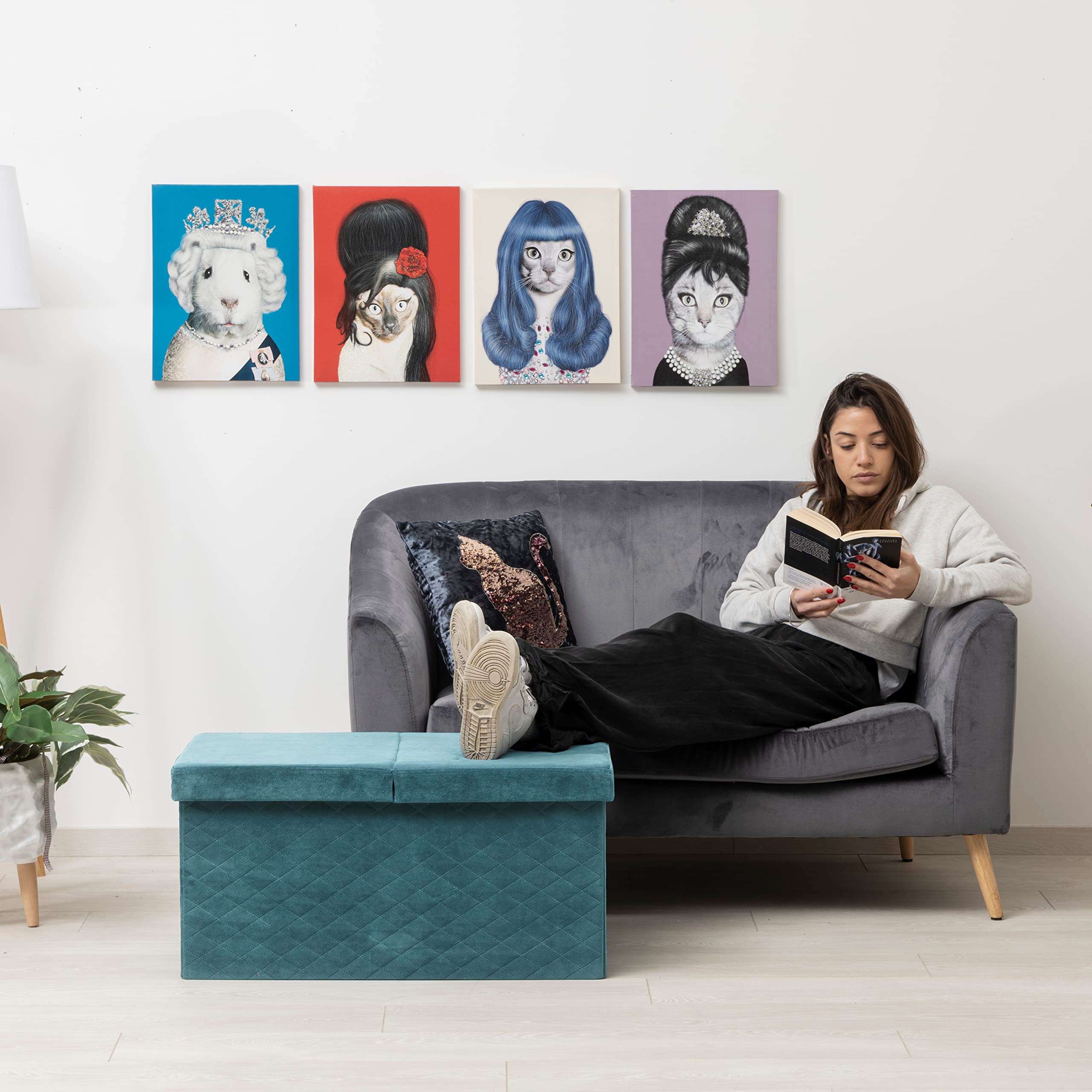 baroni-home-pouf-e-cassapanche-coffre-velours-bleu-p-trole-76cm-pliable image 4