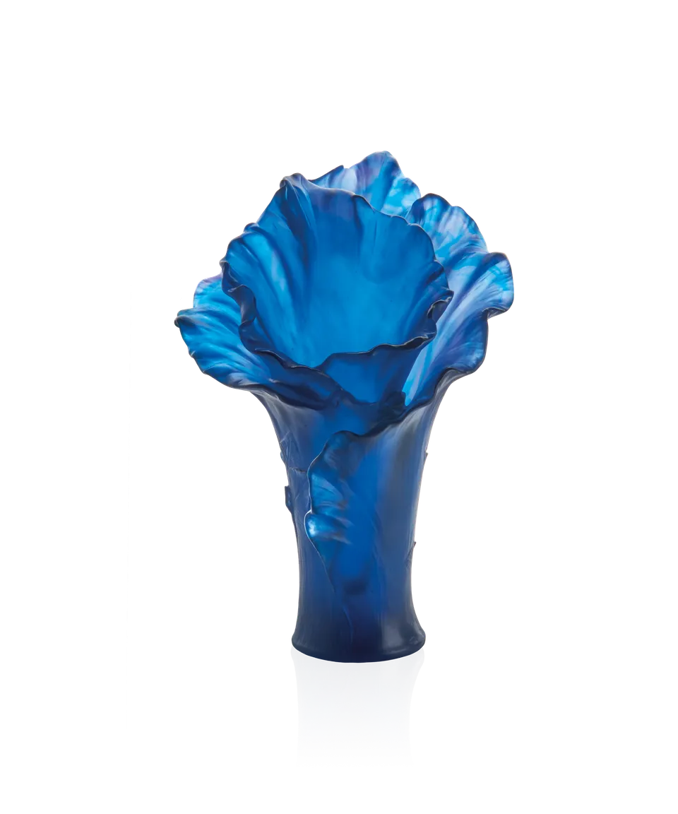daum-univers-v-g-tal-arum-vase-grand-mod-le-bleu-nuit-cristal image 1