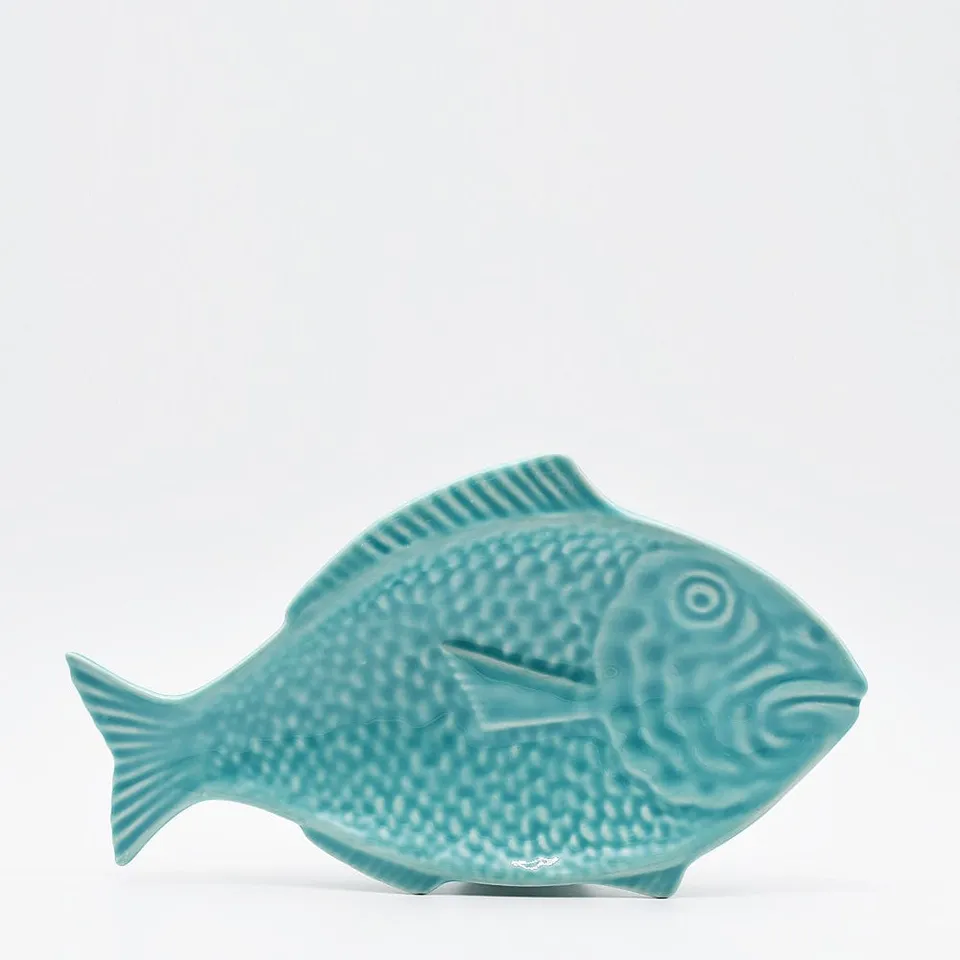 luisa-paix-o-plat-poisson-30cm-turquoise-c-ramique-fait-main image 1