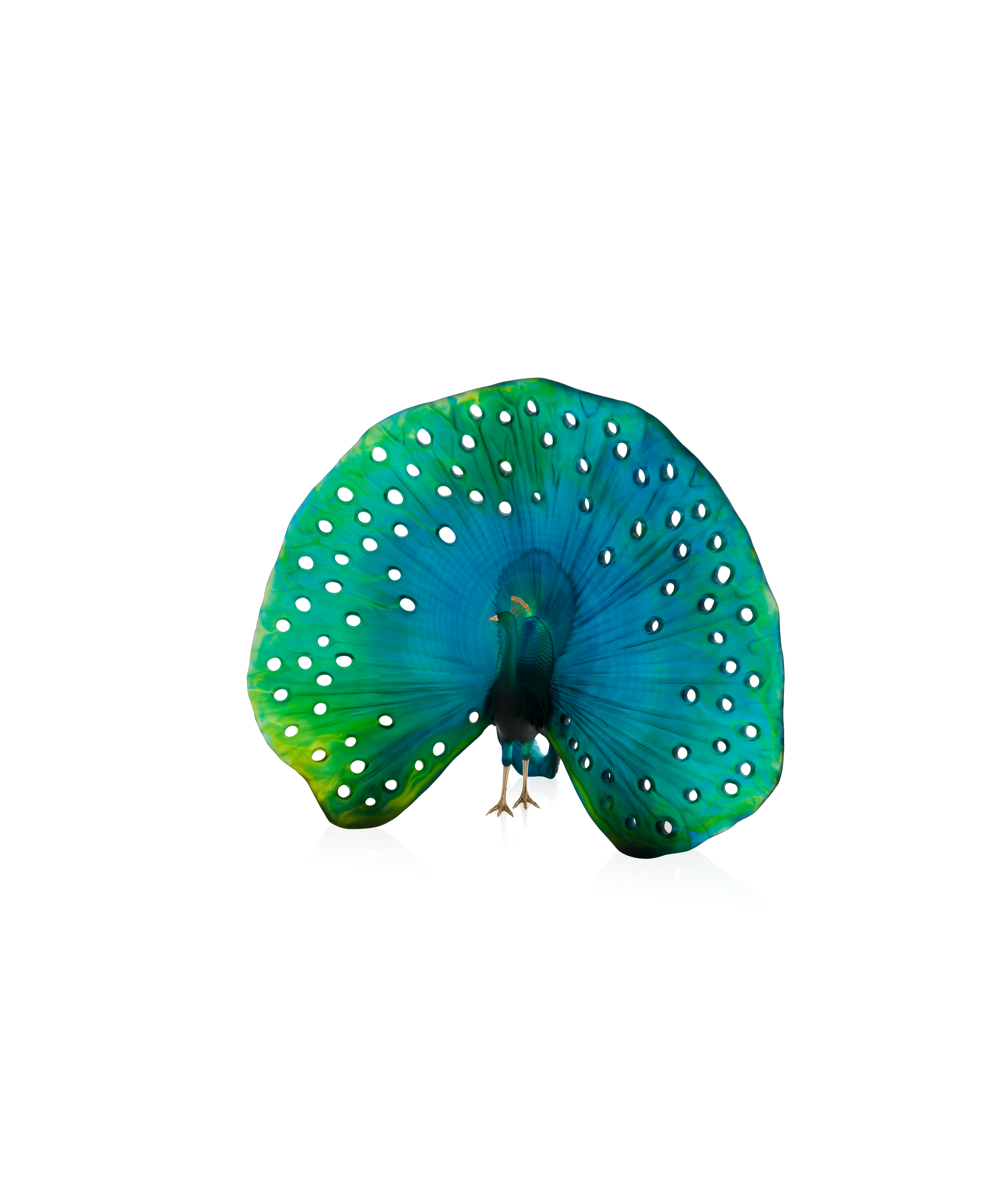 daum-univers-animalier-parade-du-paon-sculpture-cristal-50-ex image 1