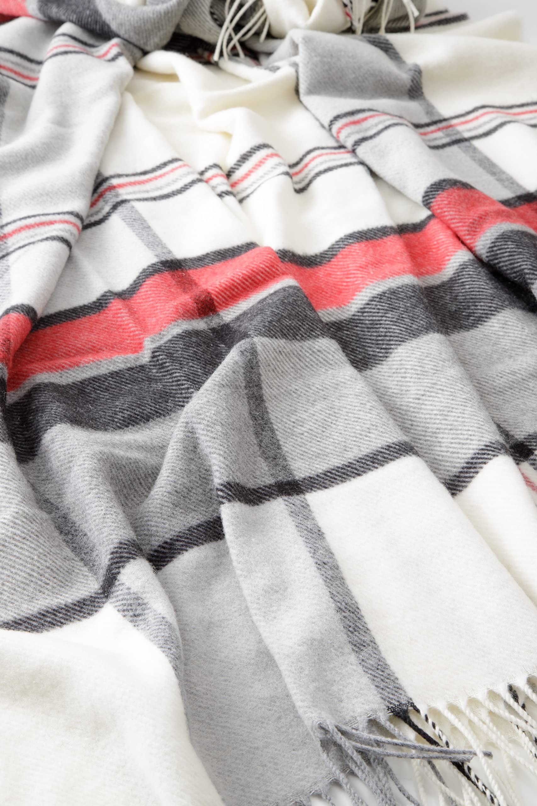 baroni-home-tessile-plaid-coton-carr-rouge-blanc-130x170 image 2