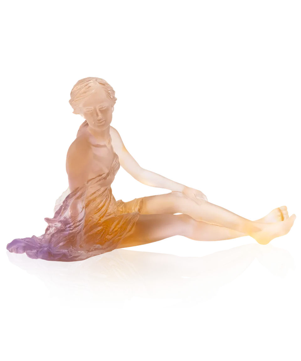 daum-art-cristal-vent-l-ger-ambre-rose-sculpture-femme-luo-li-rong image 1