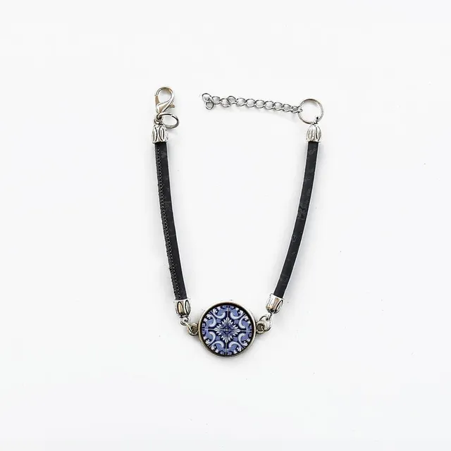 luisa-paix-o-bijoux-du-portugal-bracelet-coton-azulejo-noir-2-cm image 1