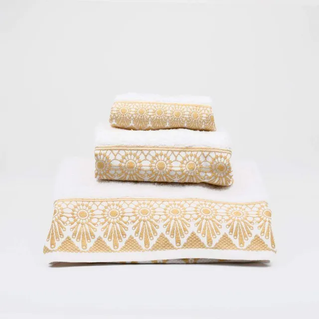 luisa-paix-o-linge-parure-de-bain-600g-blanc-dor-3-pcs image 1