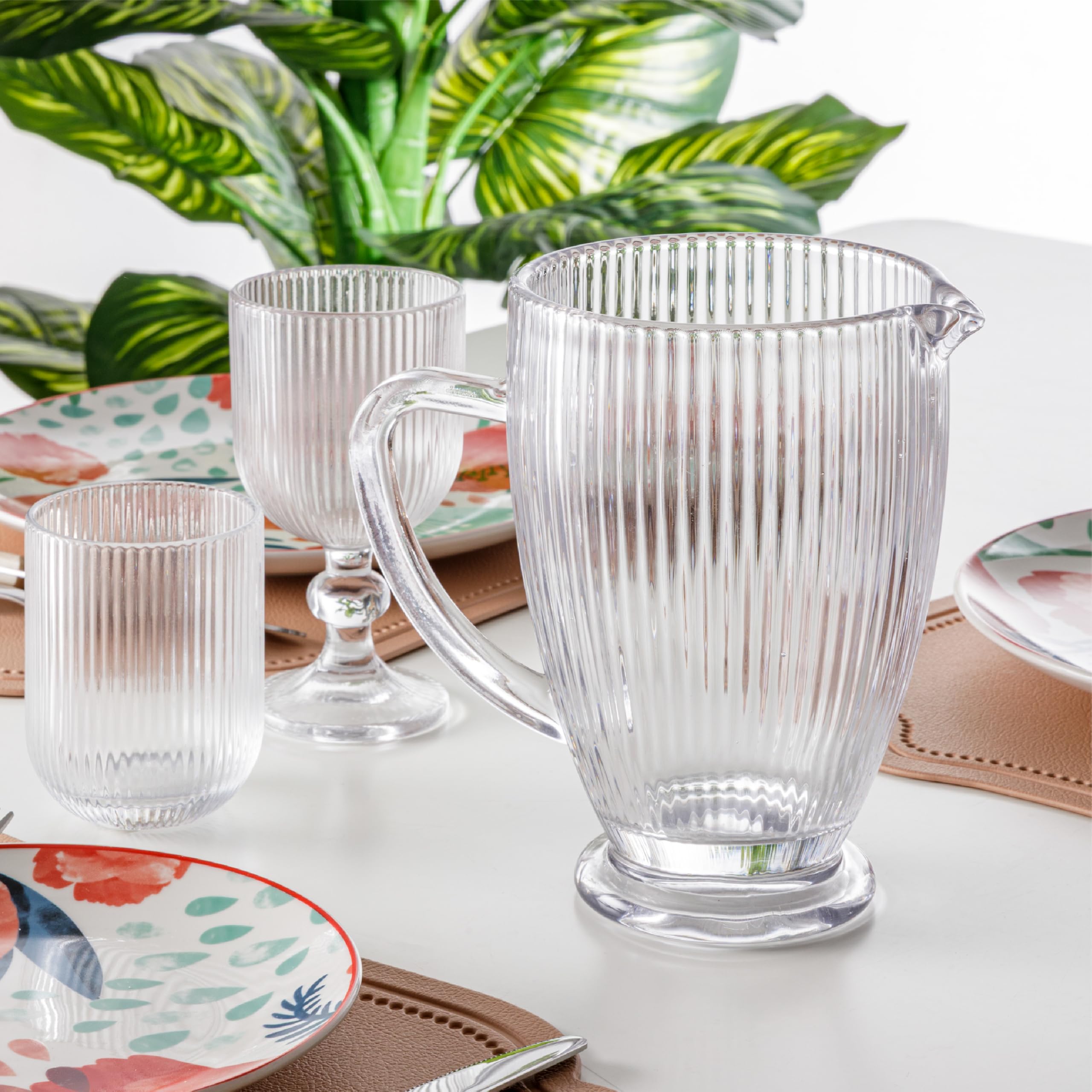 baroni-home-cucina-carafe-verre-1l-relief-transparent image 2