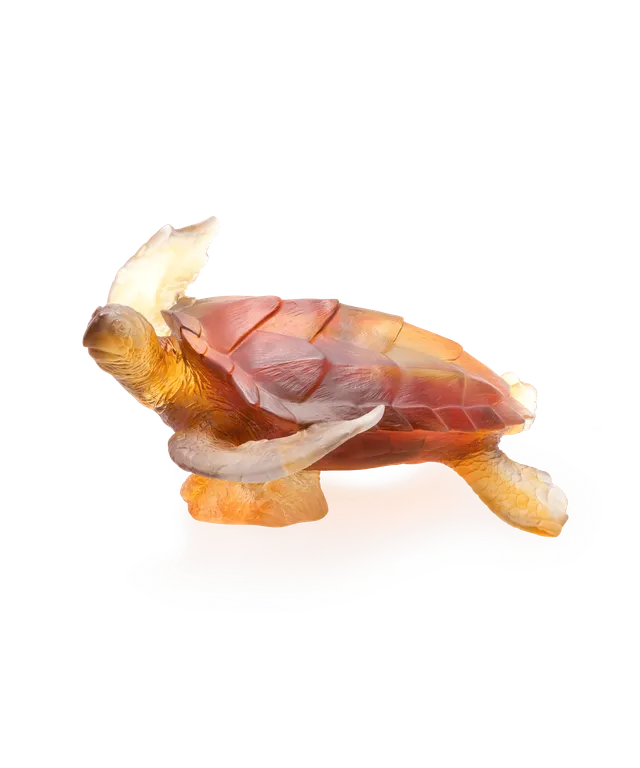 daum-univers-animalier-mer-de-corail-tortue-de-mer-sculpture-ambre image 1