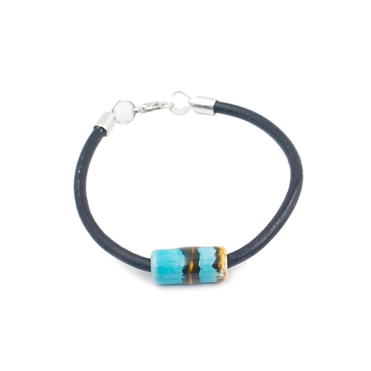 luisa-paix-o-bijoux-du-portugal-bracelet-c-ramique-cuir-turquoise image 3