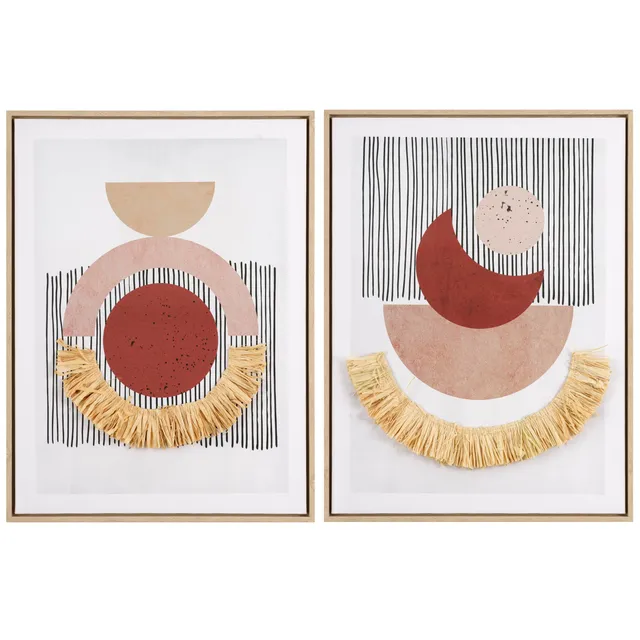 baroni-home-quadri-tableau-toile-abstrait-paille-lot-de-2-45x60 image 1