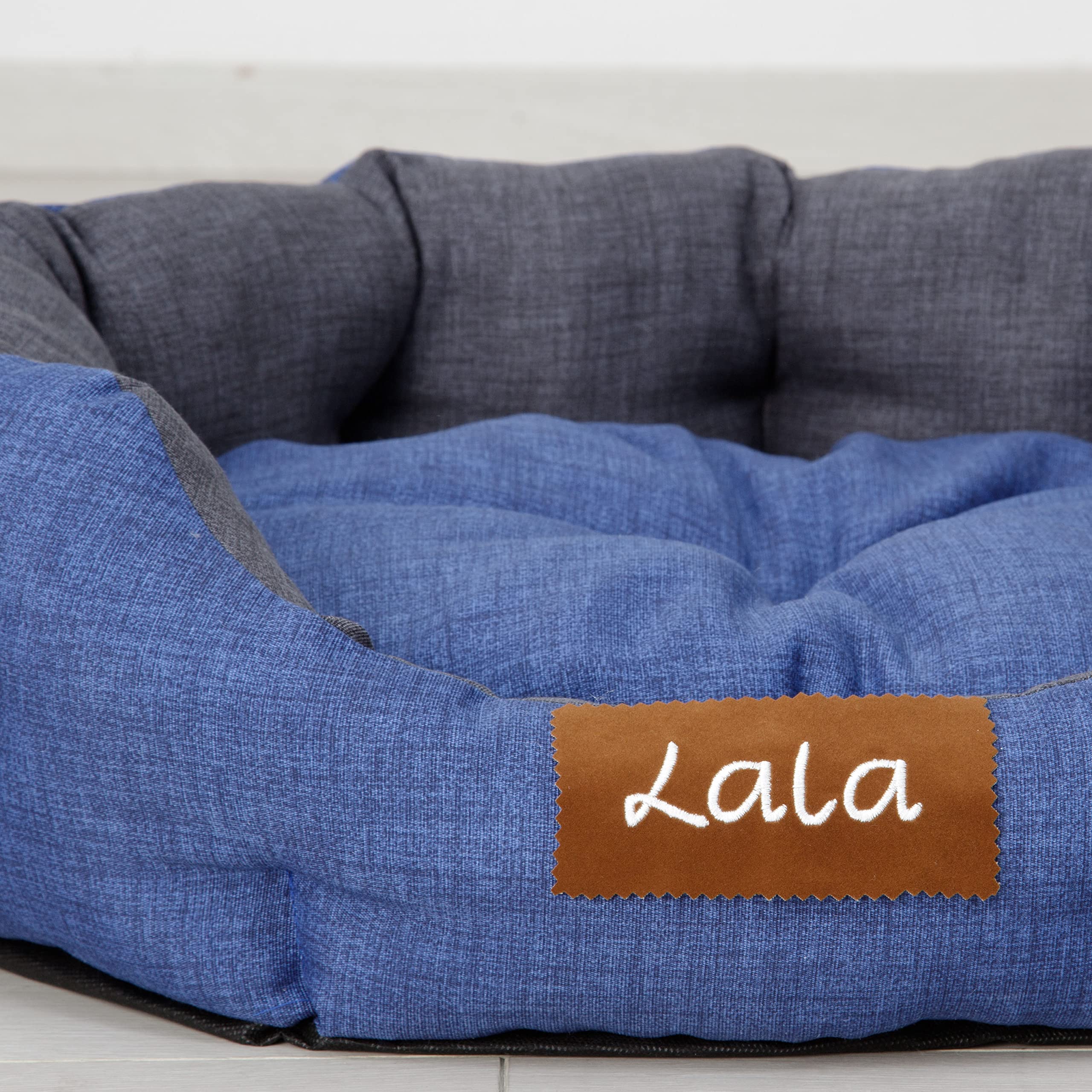 baroni-home-pet-panier-chien-chat-ovale-gris-bleu-l-50x65-cm-coton image 3
