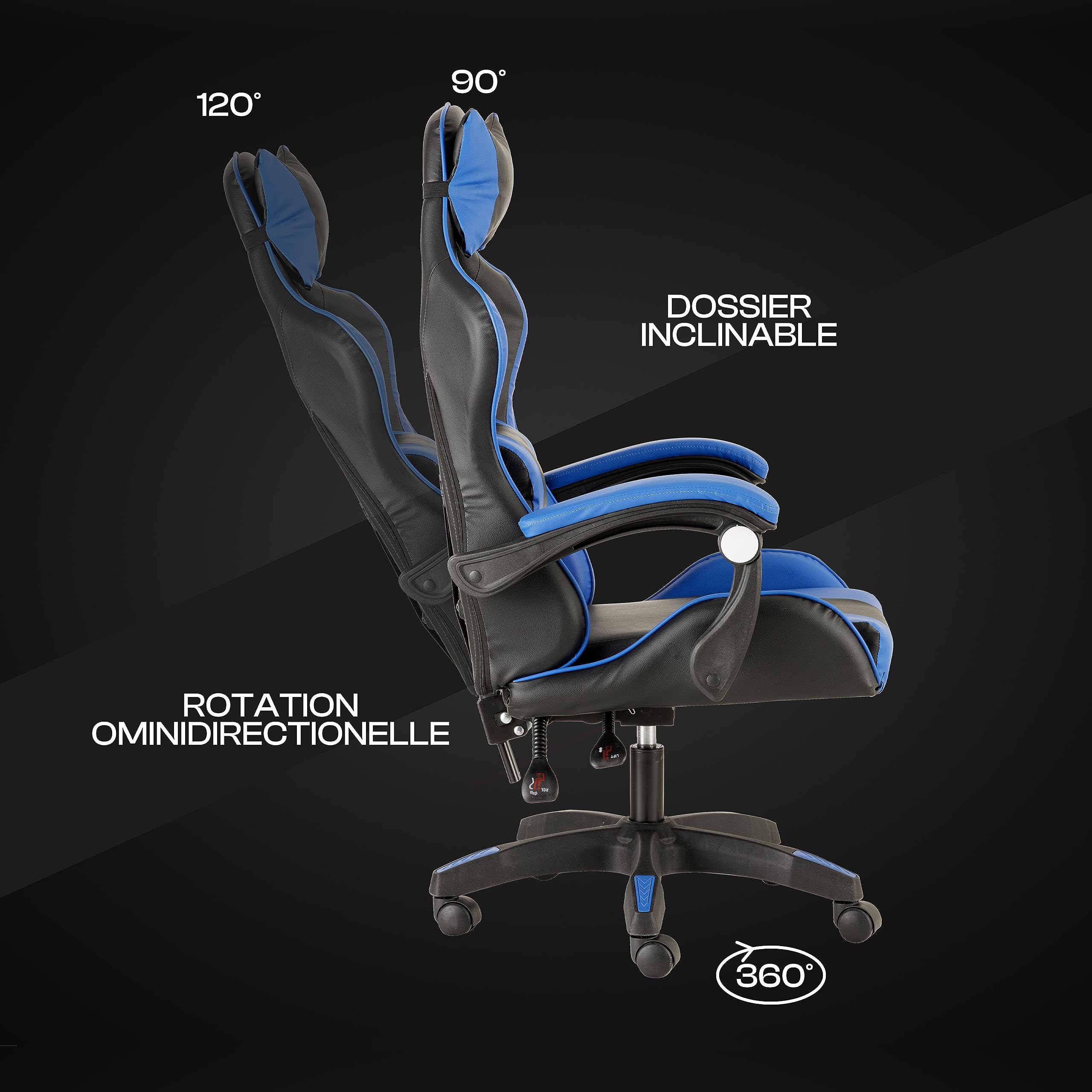 baroni-home-sedie-chaise-gaming-bleue-ergonomique-dossier image 5
