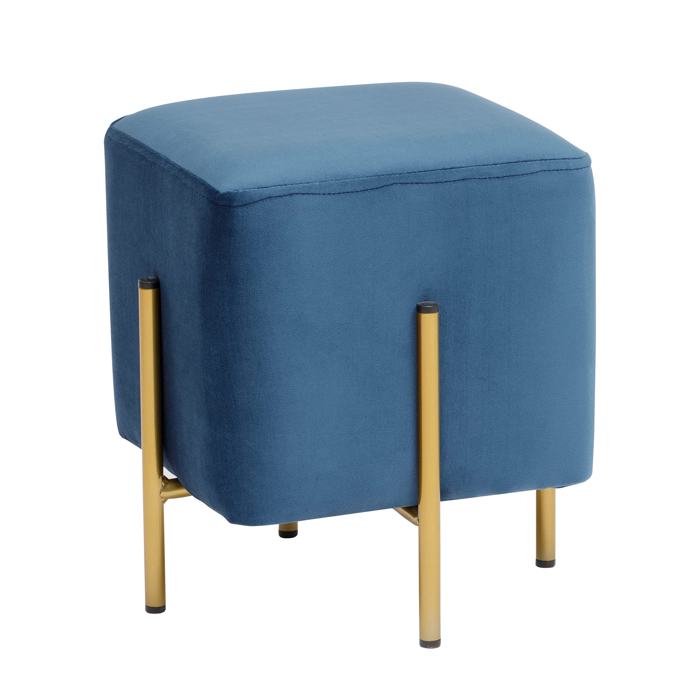 baroni-home-pouf-pouf-velours-fleurs-cognac-pieds-or-33x33x38-cm image 6