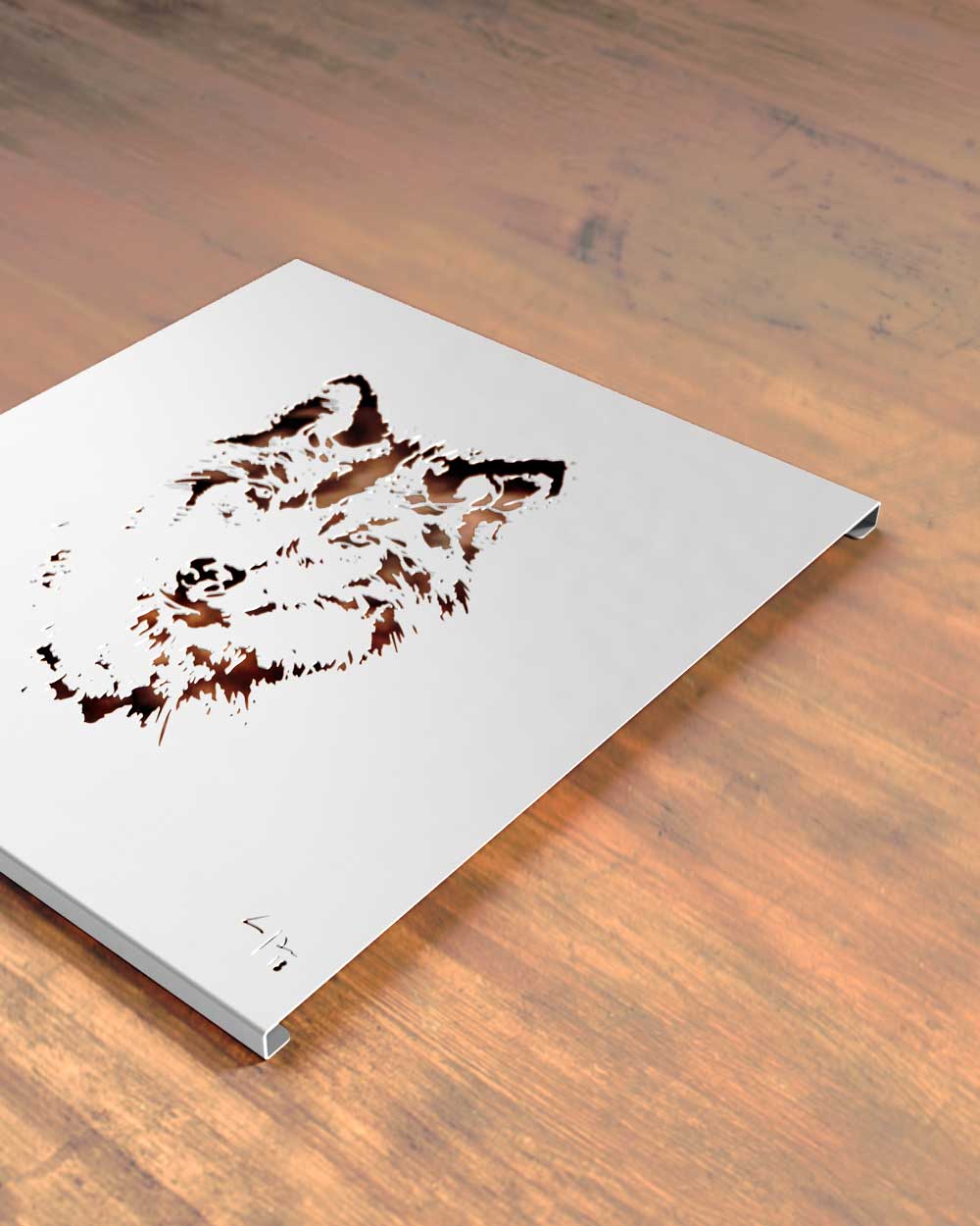 je-suis-art-tableaux-loup-tableau-m-tal-blanc-d-coup image 2