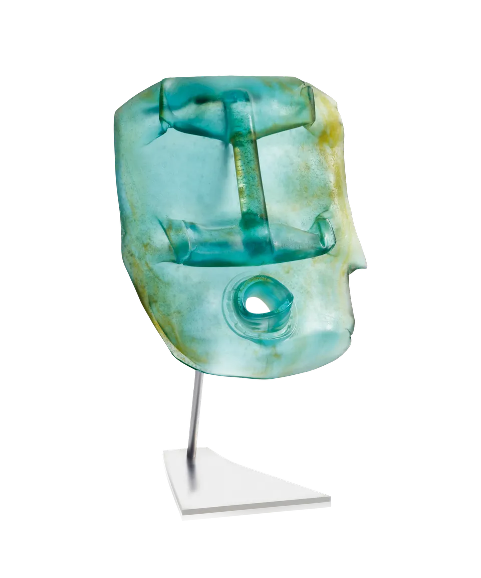 daum-art-cristal-blue-oil-head-sculpture-romuald-hazoum-175-ex image 1