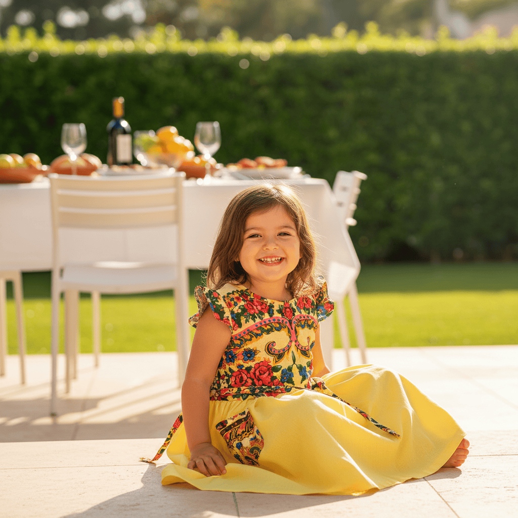 luisa-paix-o-viana-robe-enfant-coton-jaune-motifs image 2